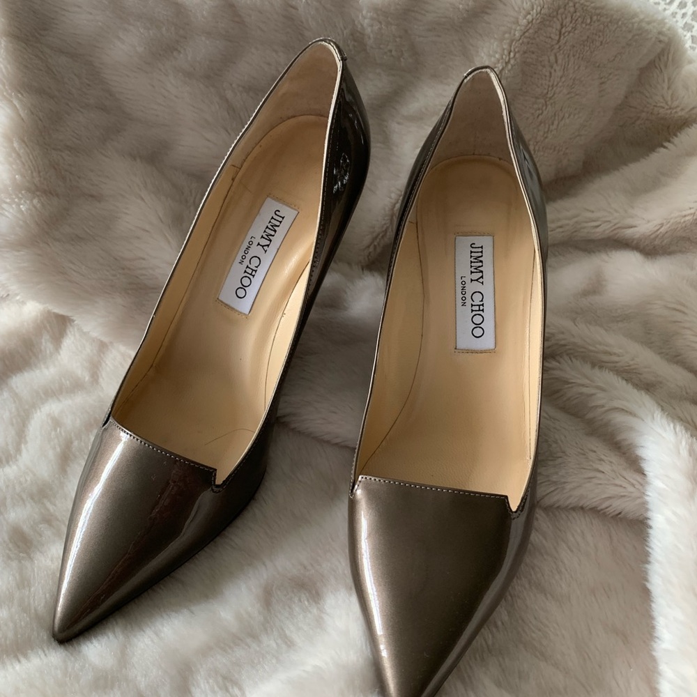 Jimmy Choo Metallic Bronze Pointed-Toe Pumps